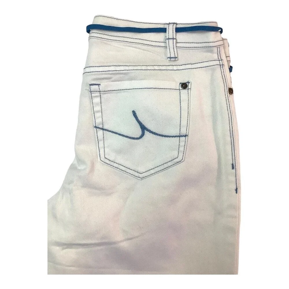 INC Denim Slim Fit Skinny Leg Low-Rise White Capri Jeans Womens Size 8 Stretch